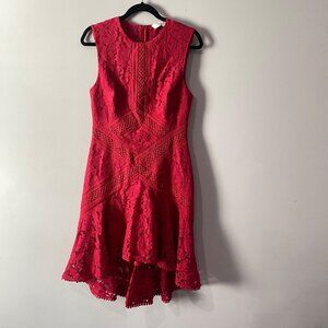 Lover Melody Red Sleeveless Lace High-Low Hem Dress Size 8